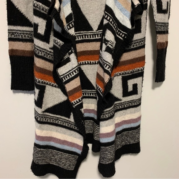 Free People Stripe Aztec Tribal Rolla Coasta Long Angora Wool Cardigan Sweater M - Picture 8 of 11